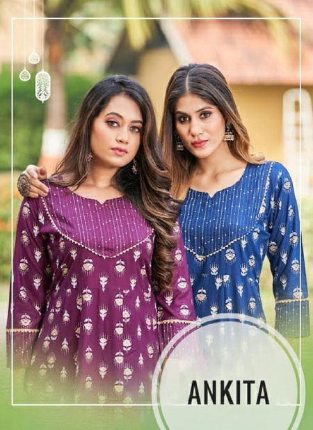 Ankita By Rangjyot Rayon Printed Anarkali Kurtis Wholesale Price In Surat Catalog